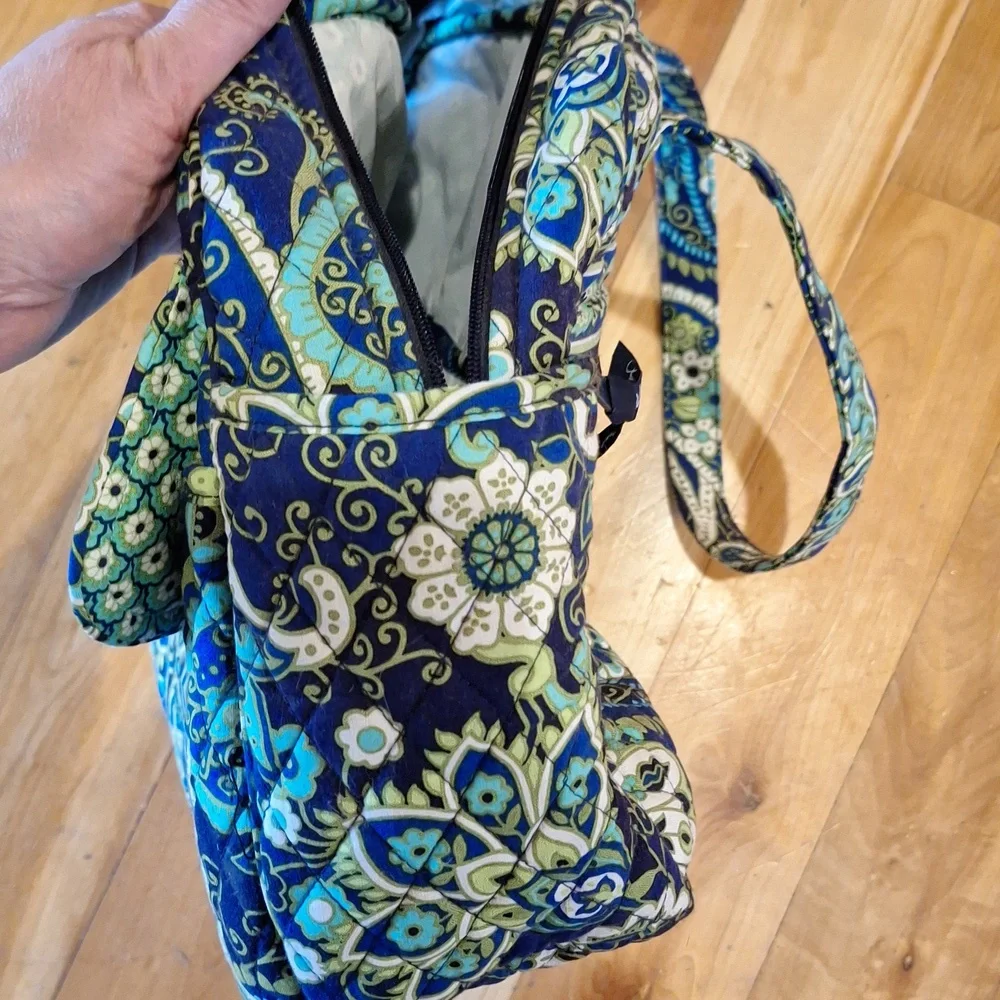 Vera Bradley Rhythm & Blues paisley floral print overnight tote / baby bag